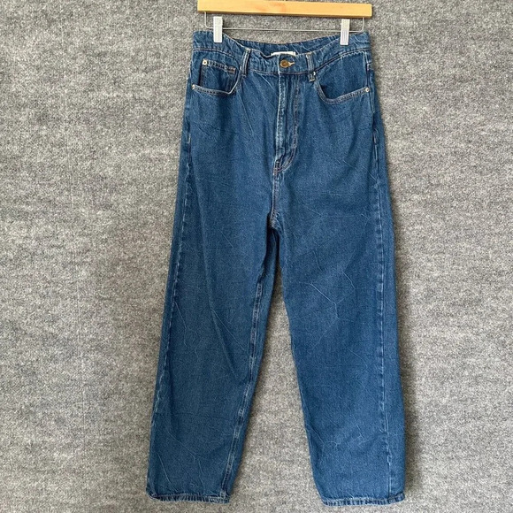 BDG Denim - BDG Jeans Womens 28 Crinkle Blue Wash High Rise Loose Straight Leg Casual Denim